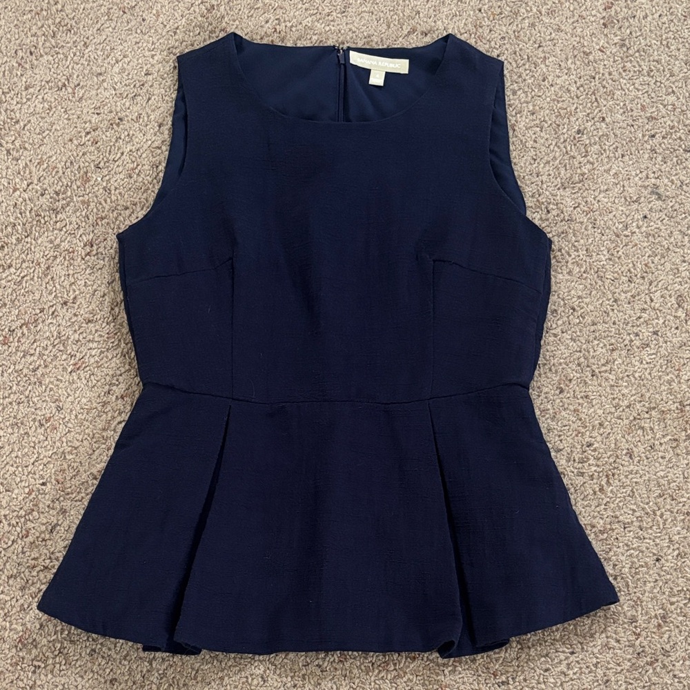 Banana Republic Navy Blue Peplum Top